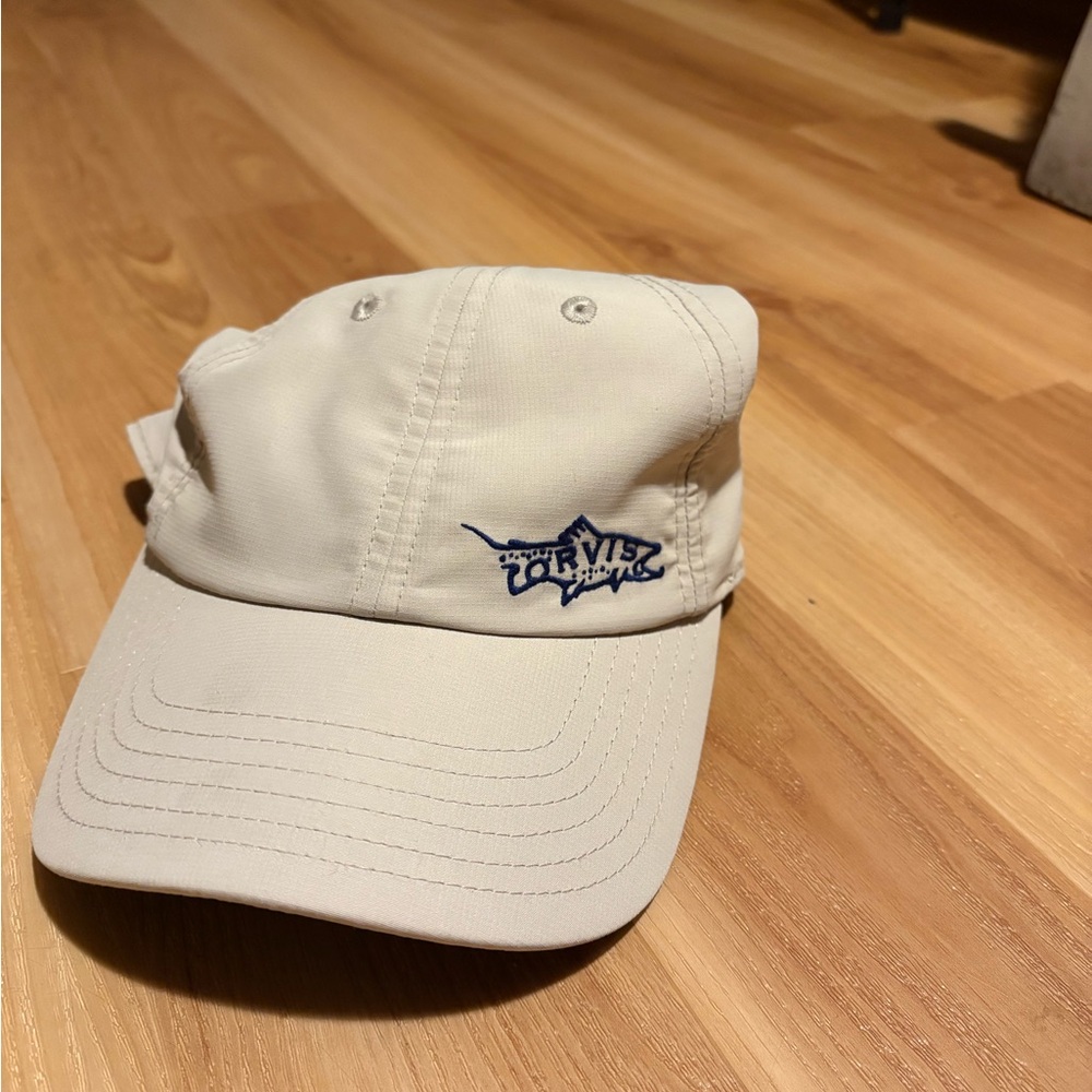 Orvis Beige performance Cap hat Velcro strap back